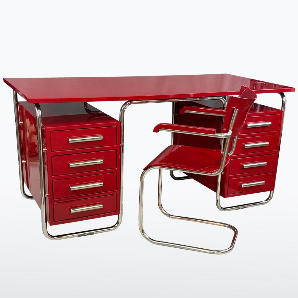 Chromovy psaci stul s kresilkem-detail